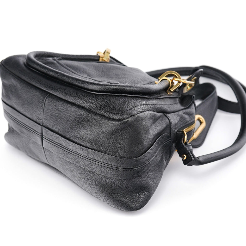 Black Leather Paraty 2-Way Shoulder Bag