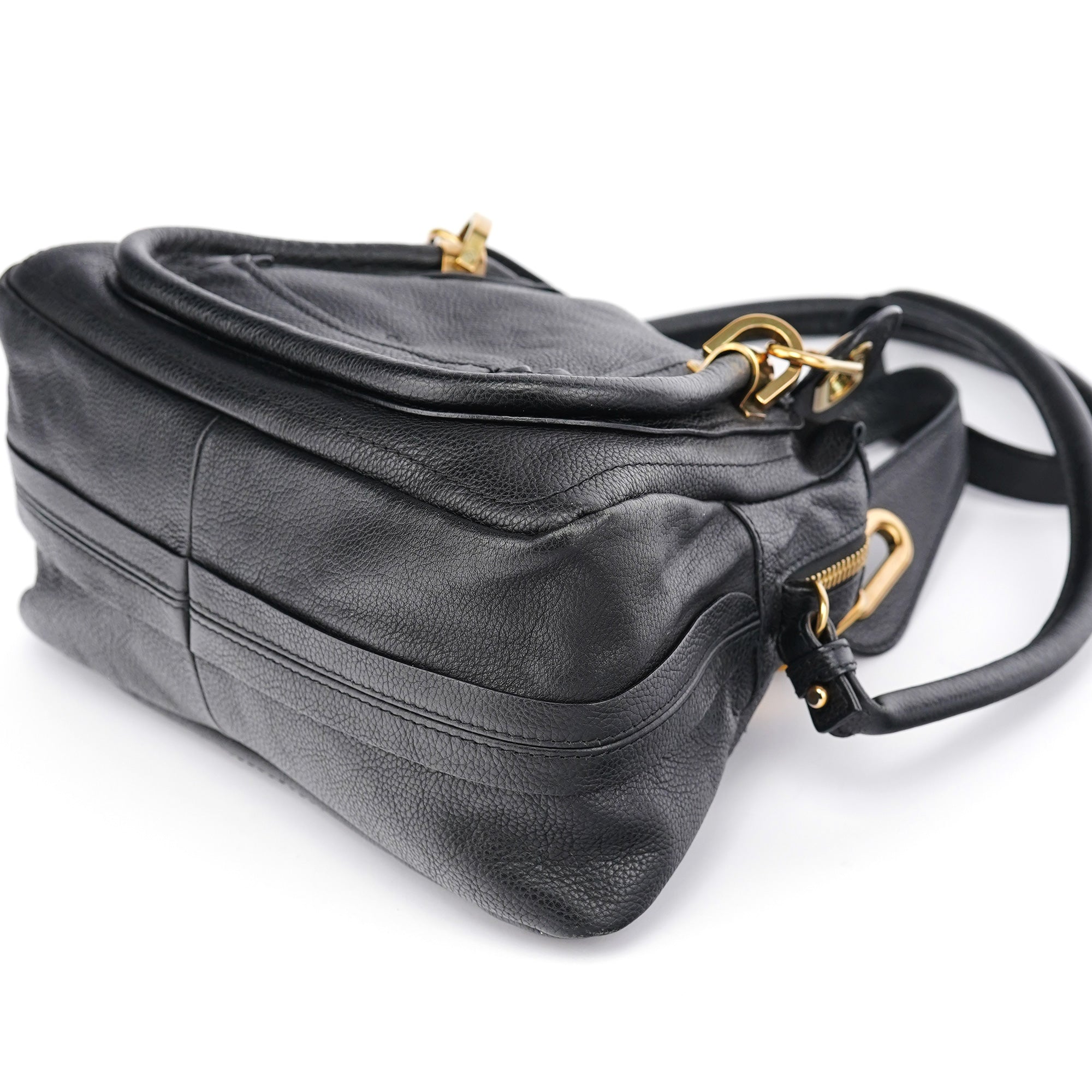 Black Leather Paraty 2-Way Shoulder Bag