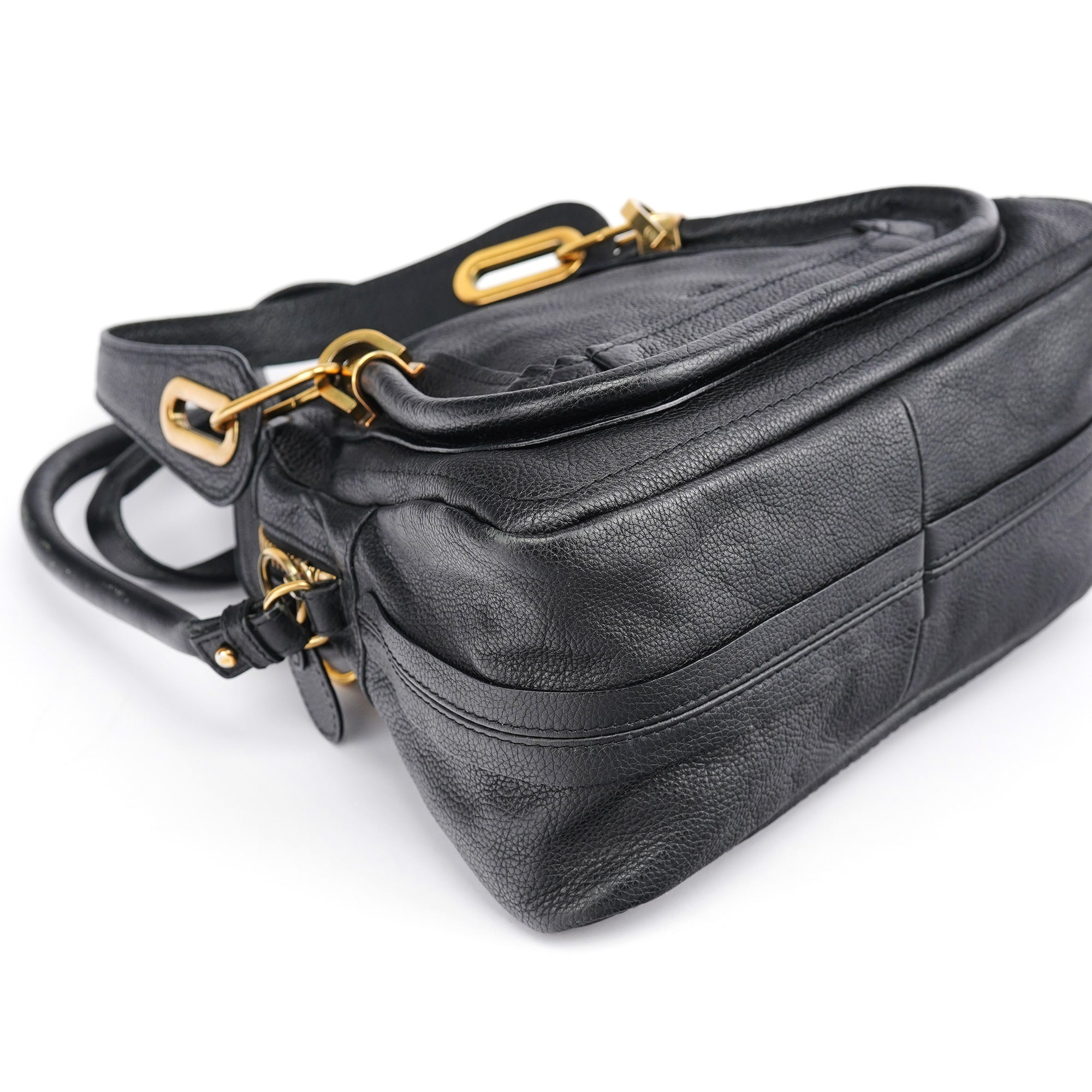 Black Leather Paraty 2-Way Shoulder Bag