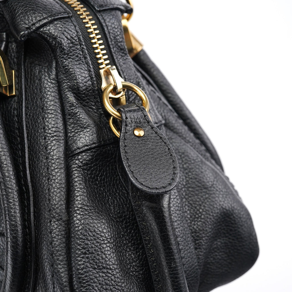 Black Leather Paraty 2-Way Shoulder Bag