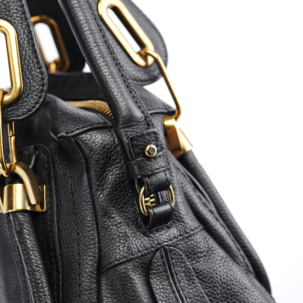 Black Leather Paraty 2-Way Shoulder Bag