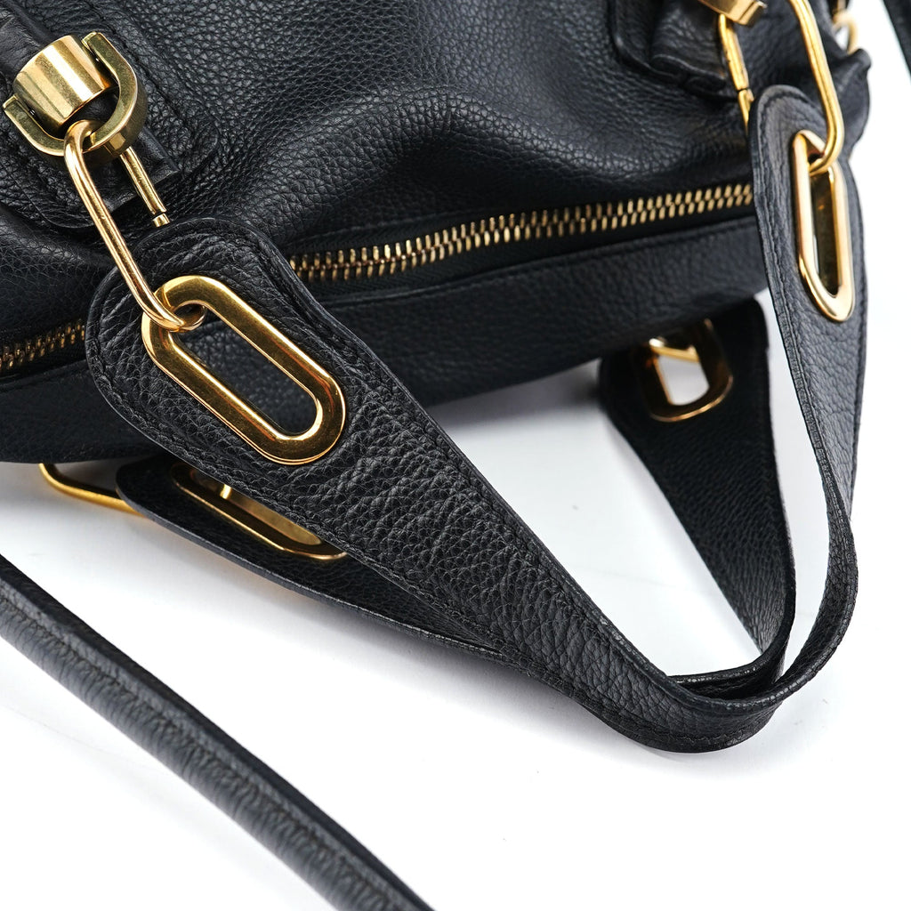 Black Leather Paraty 2-Way Shoulder Bag