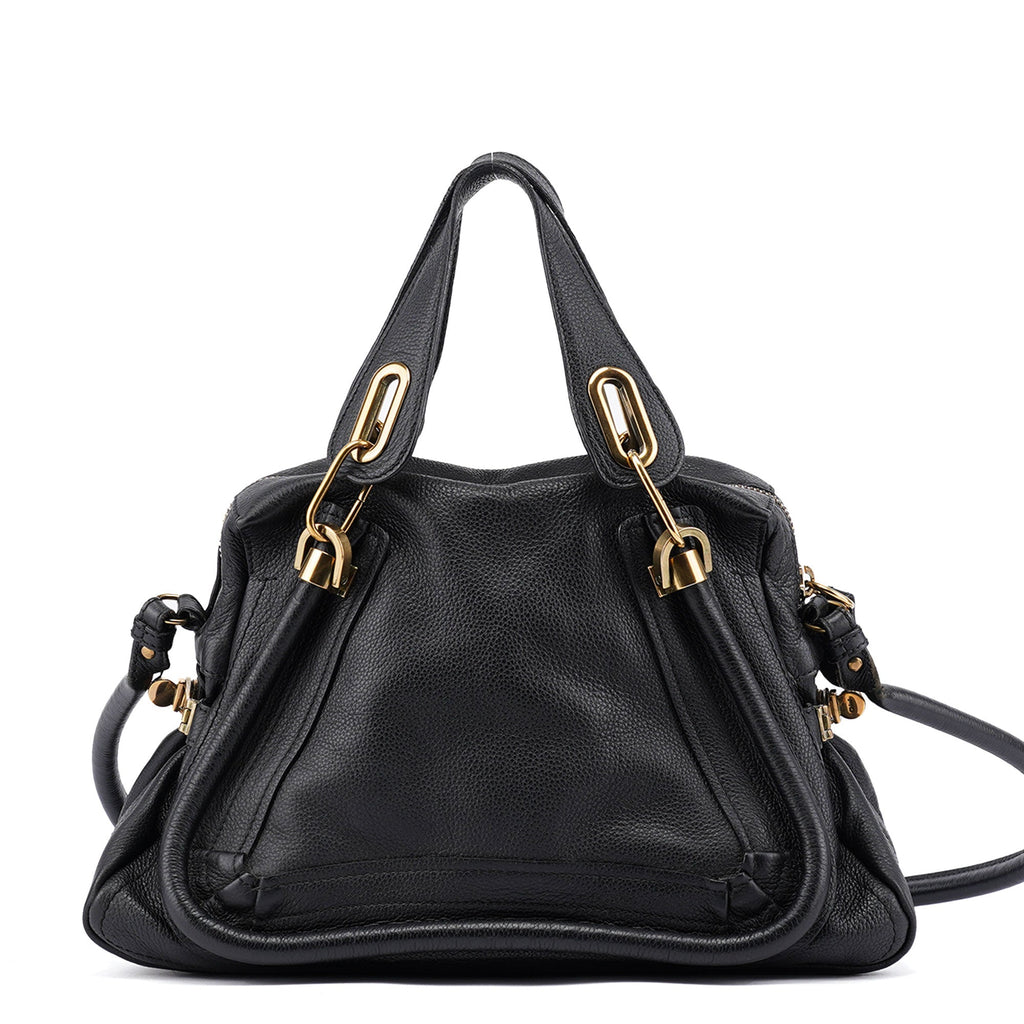 Black Leather Paraty 2-Way Shoulder Bag