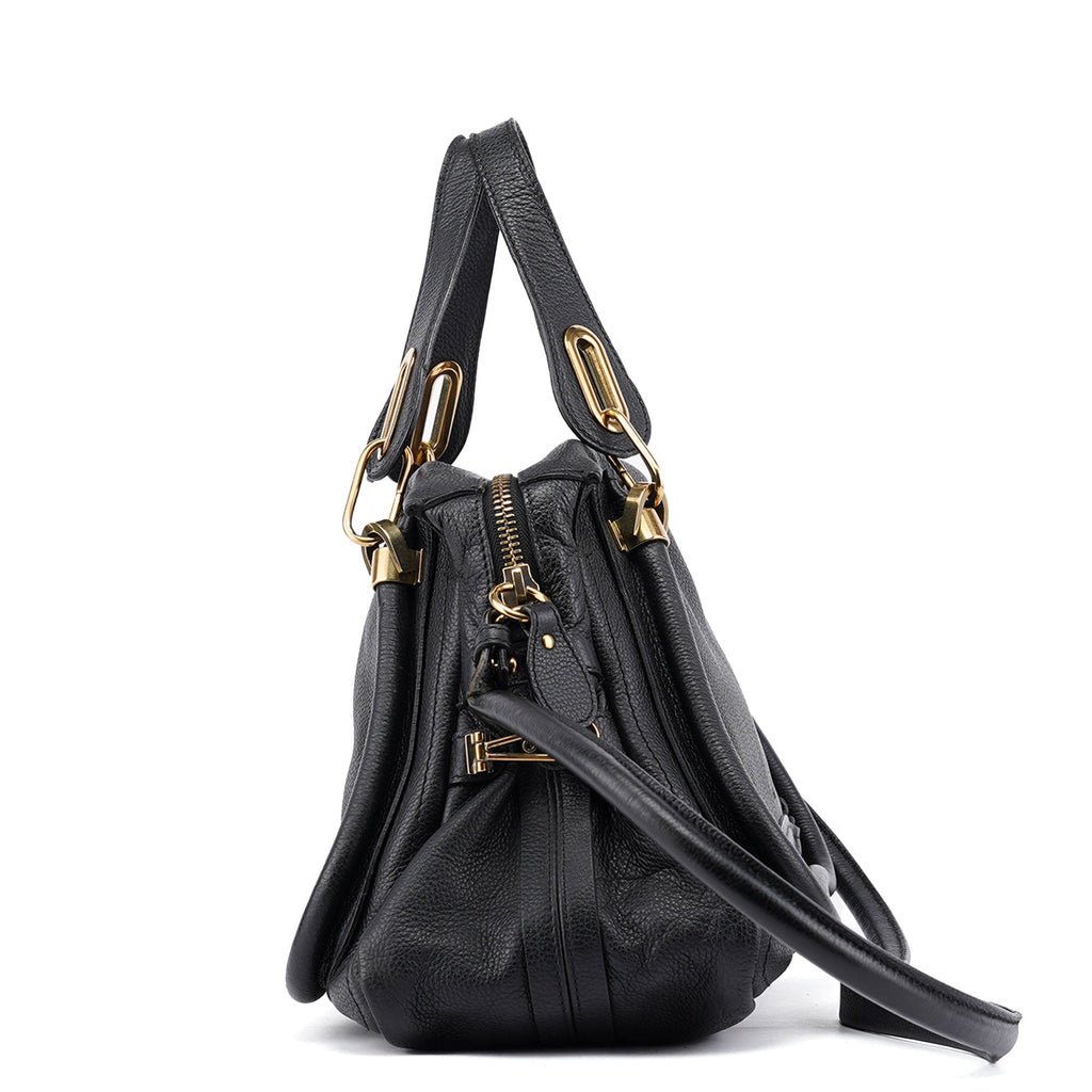 Black Leather Paraty 2-Way Shoulder Bag