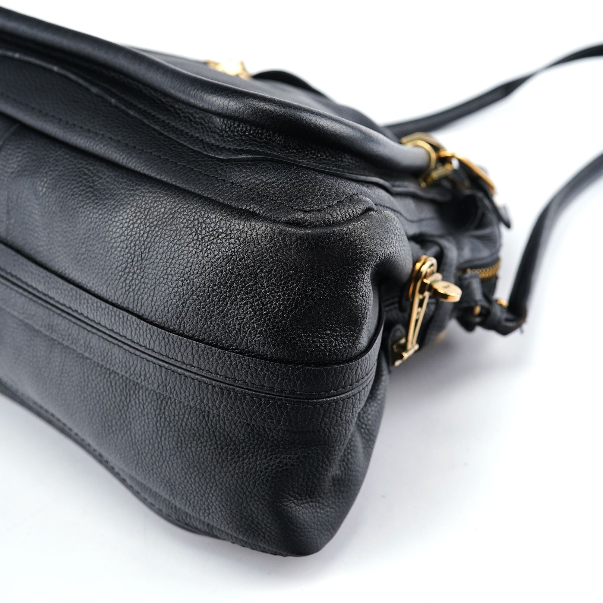 Black Leather Paraty 2-Way Shoulder Bag