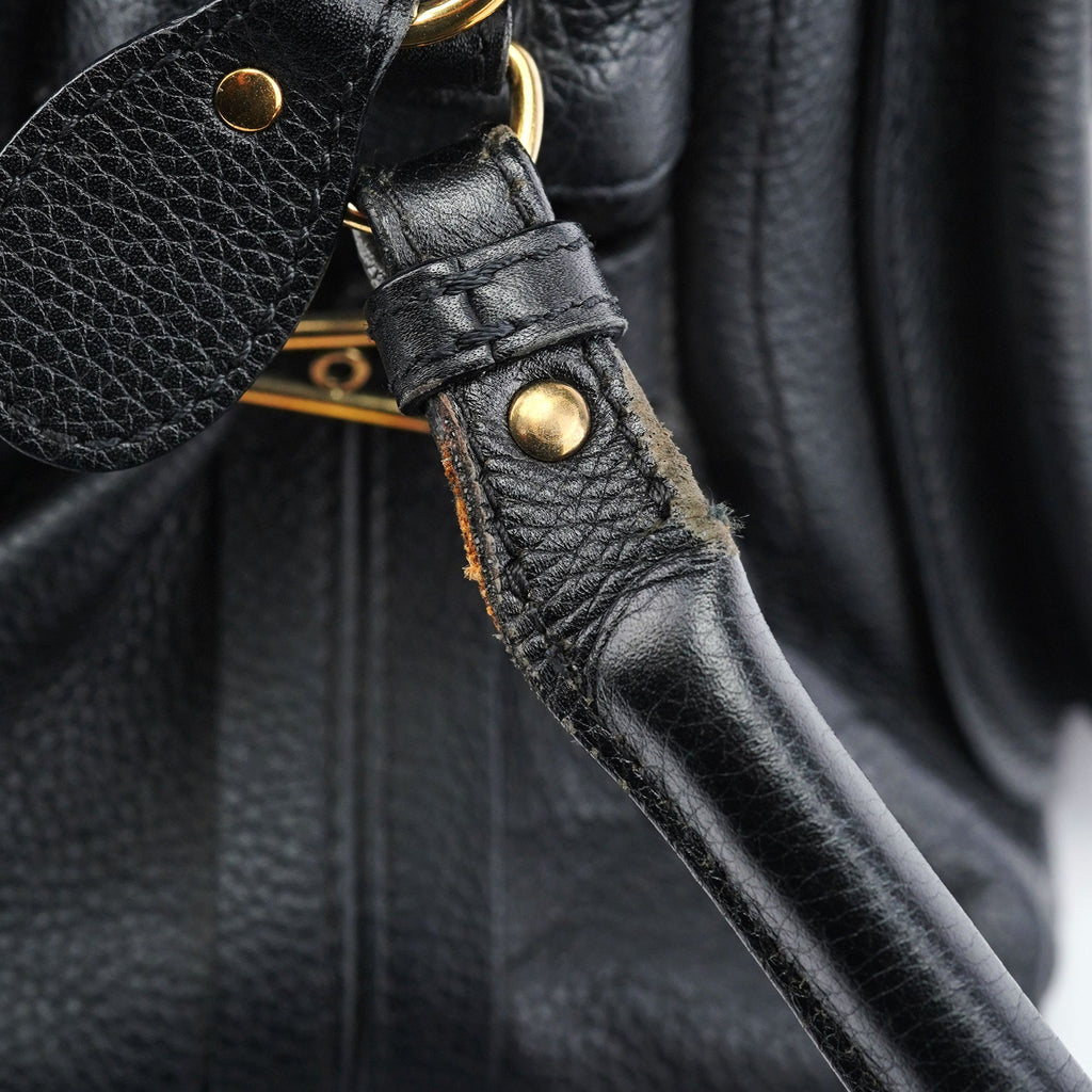 Black Leather Paraty 2-Way Shoulder Bag