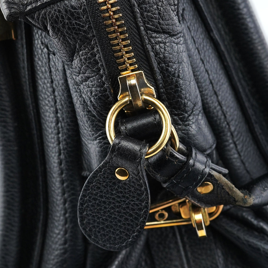 Black Leather Paraty 2-Way Shoulder Bag
