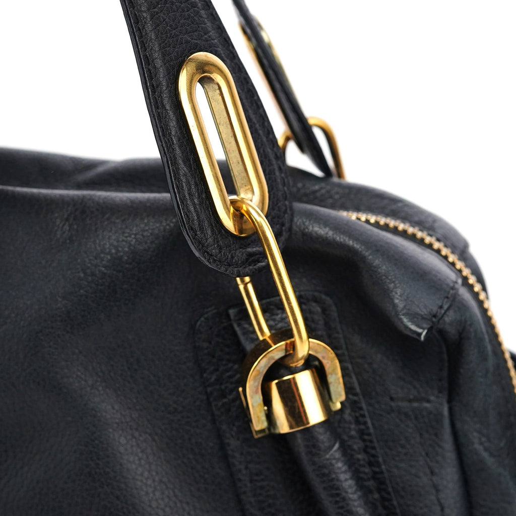 Black Leather Paraty 2-Way Shoulder Bag