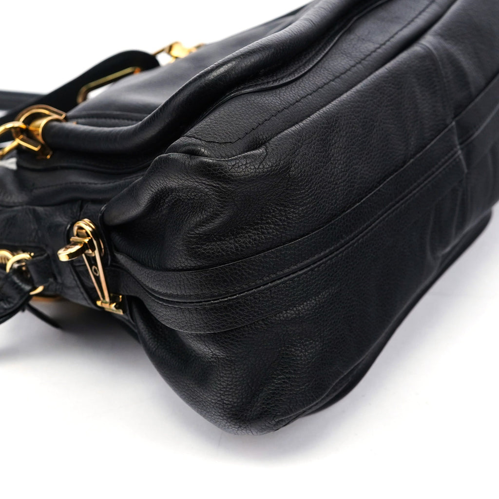 Black Leather Paraty 2-Way Shoulder Bag