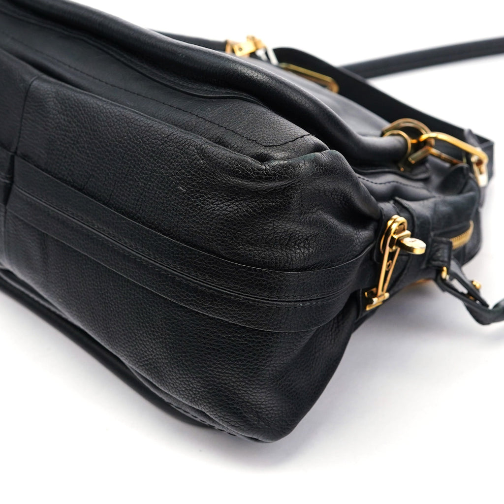 Black Leather Paraty 2-Way Shoulder Bag