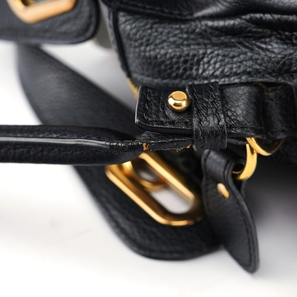 Black Leather Paraty 2-Way Shoulder Bag