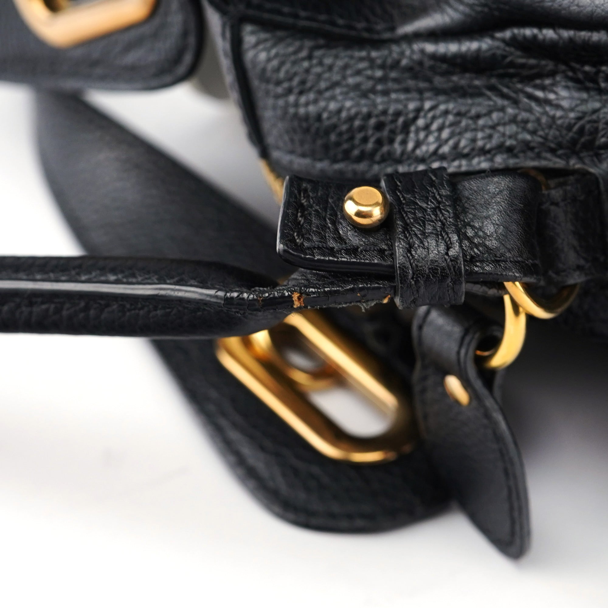 Black Leather Paraty 2-Way Shoulder Bag