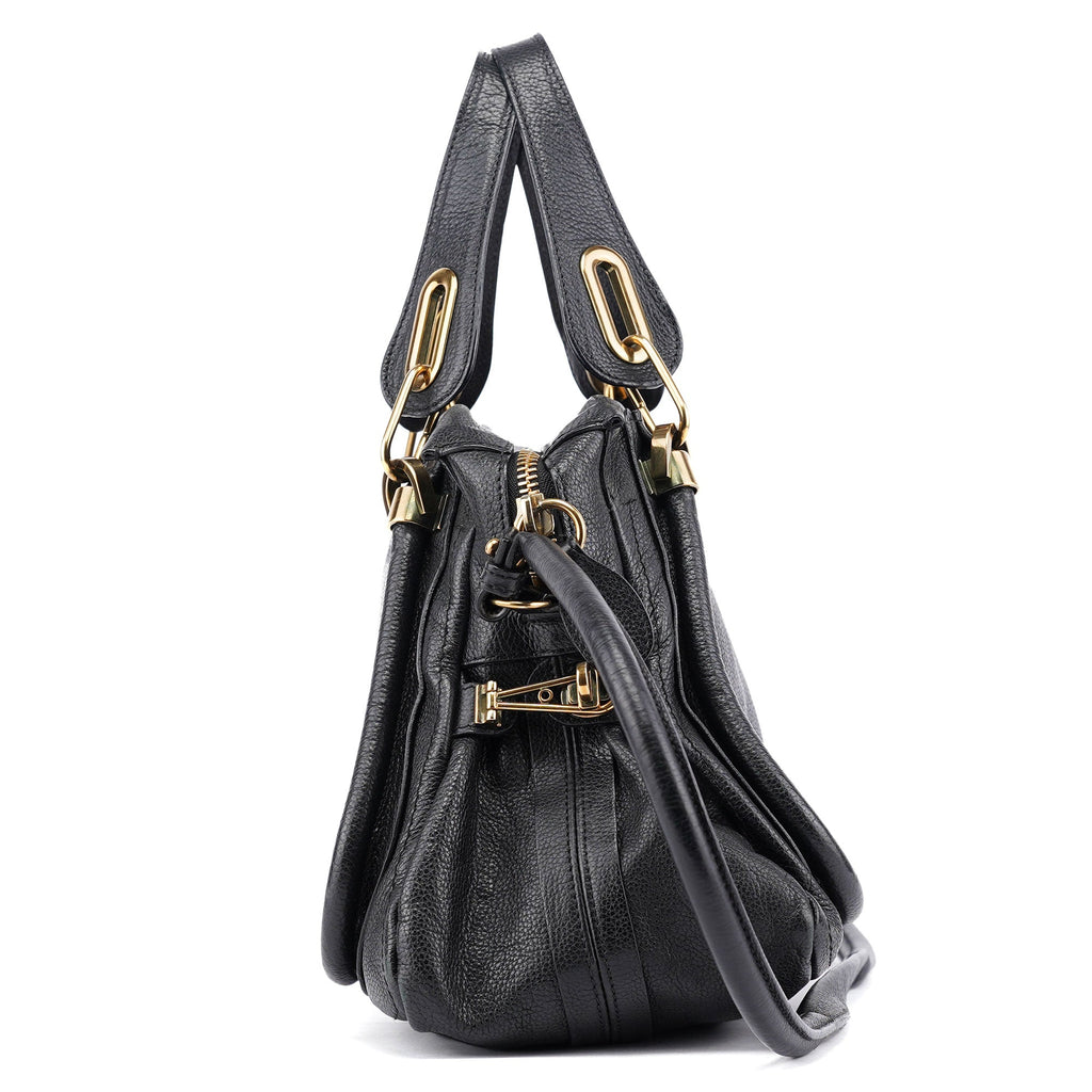 Black Leather Paraty 2-Way Shoulder Bag