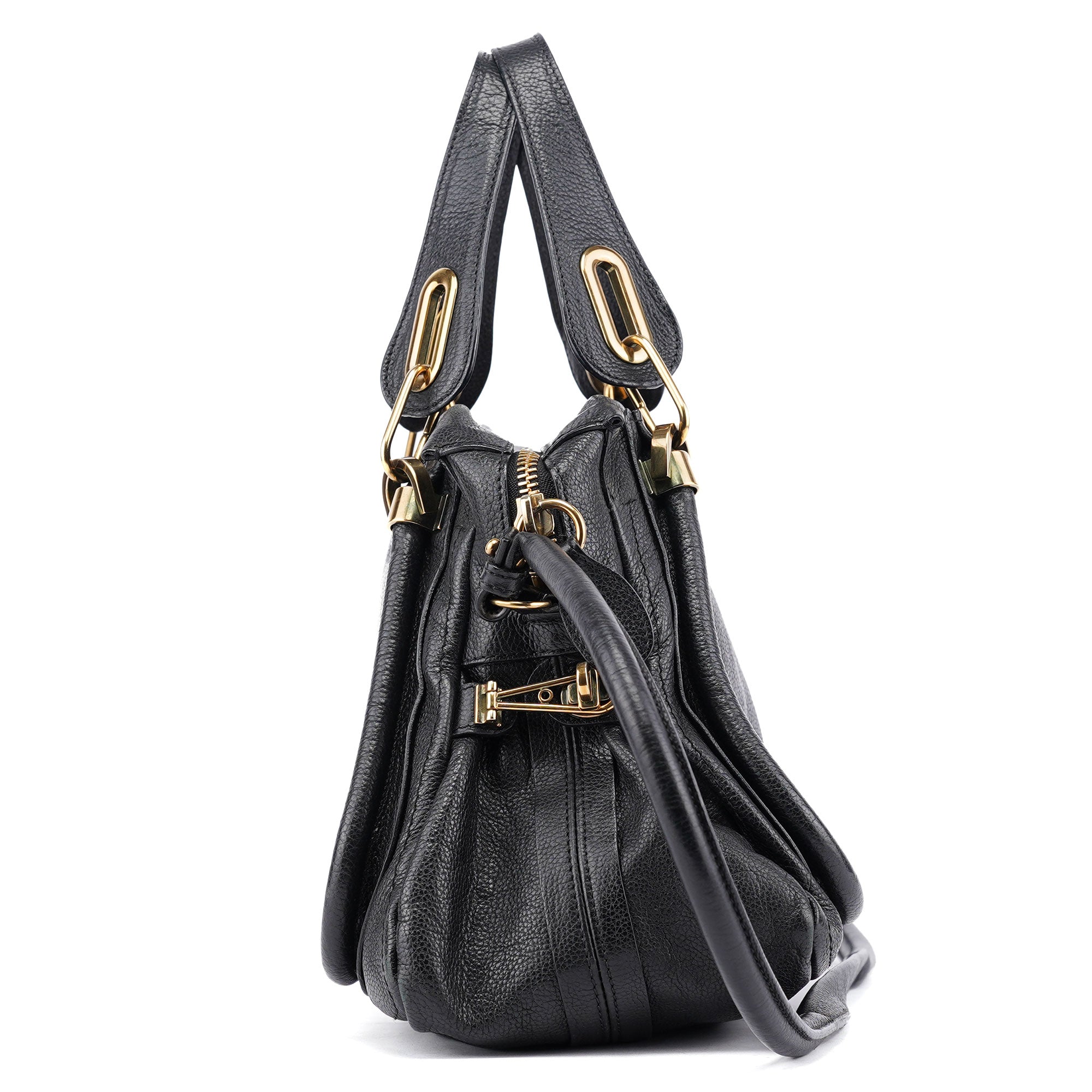 Black Leather Paraty 2-Way Shoulder Bag