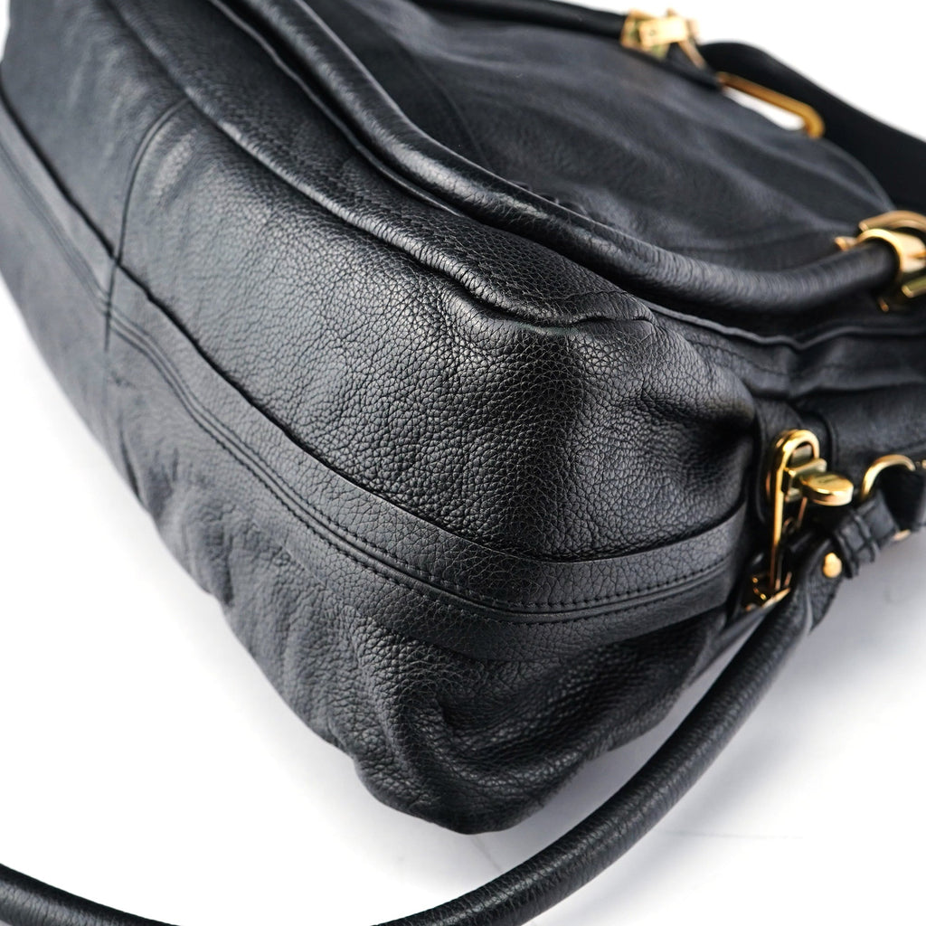 Black Leather Paraty 2-Way Shoulder Bag
