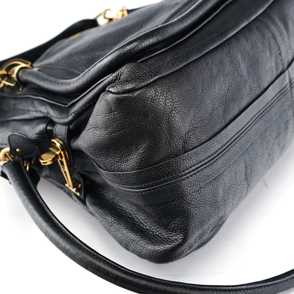 Black Leather Paraty 2-Way Shoulder Bag