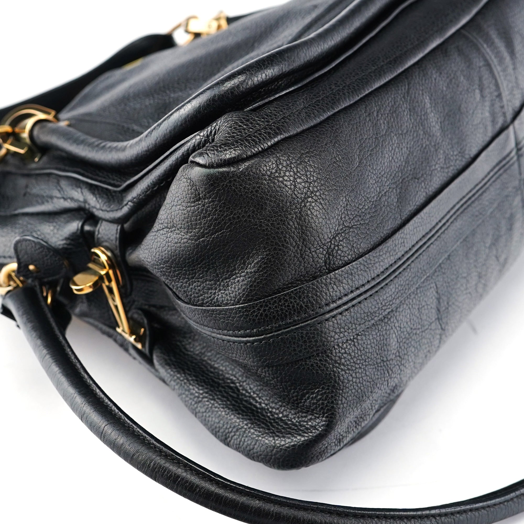 Black Leather Paraty 2-Way Shoulder Bag