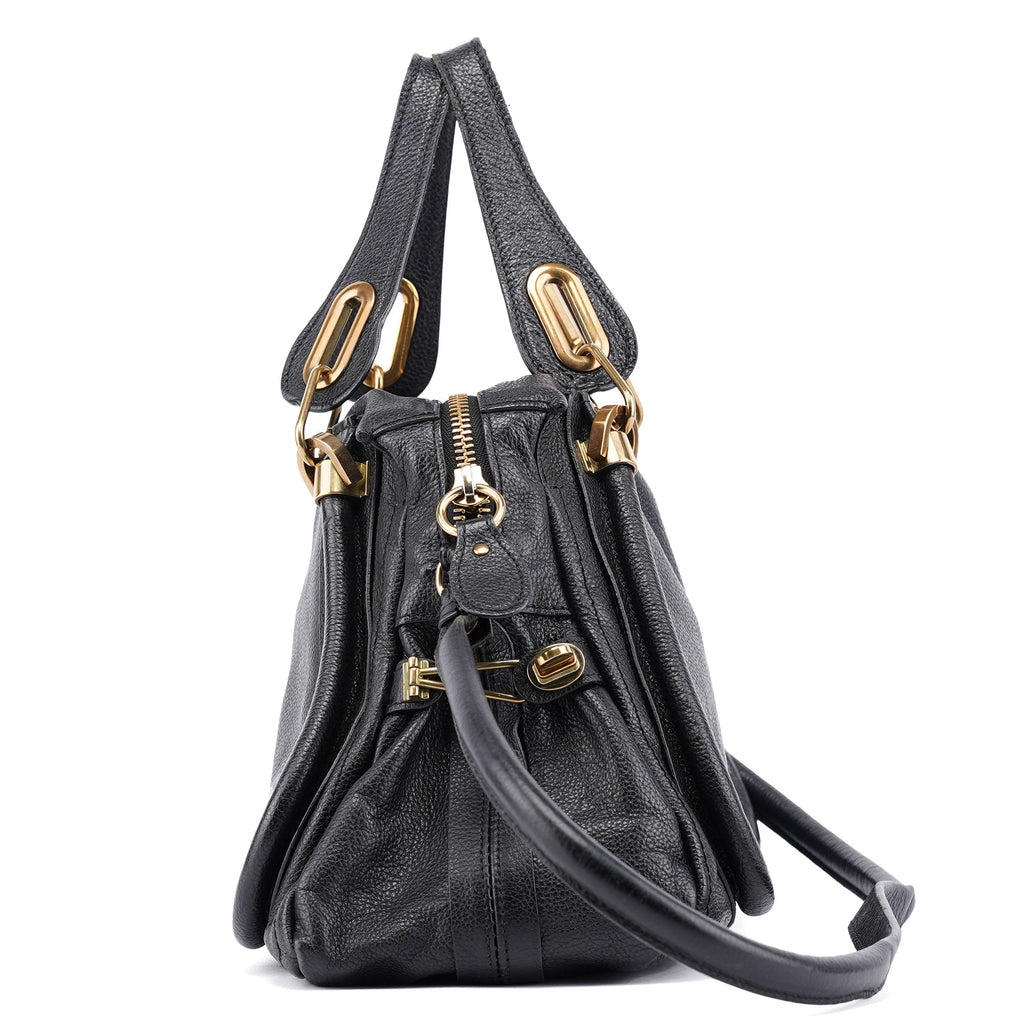 Black Leather Paraty 2-Way Shoulder Bag