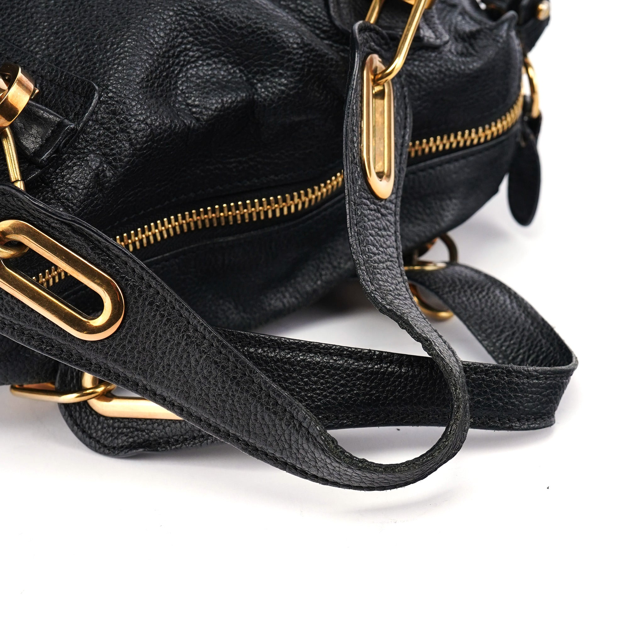 Black Leather Paraty 2-Way Shoulder Bag