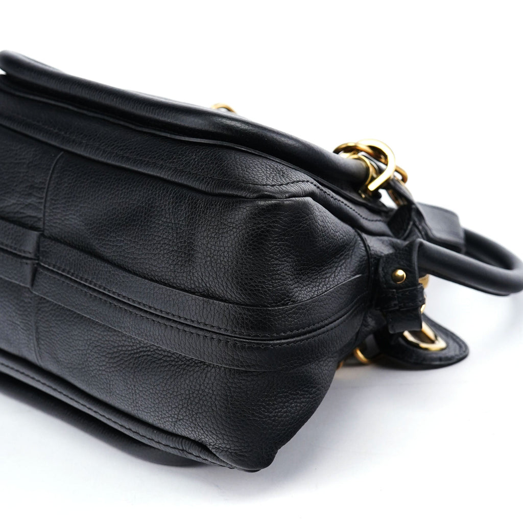 Black Leather Paraty 2-Way Shoulder Bag