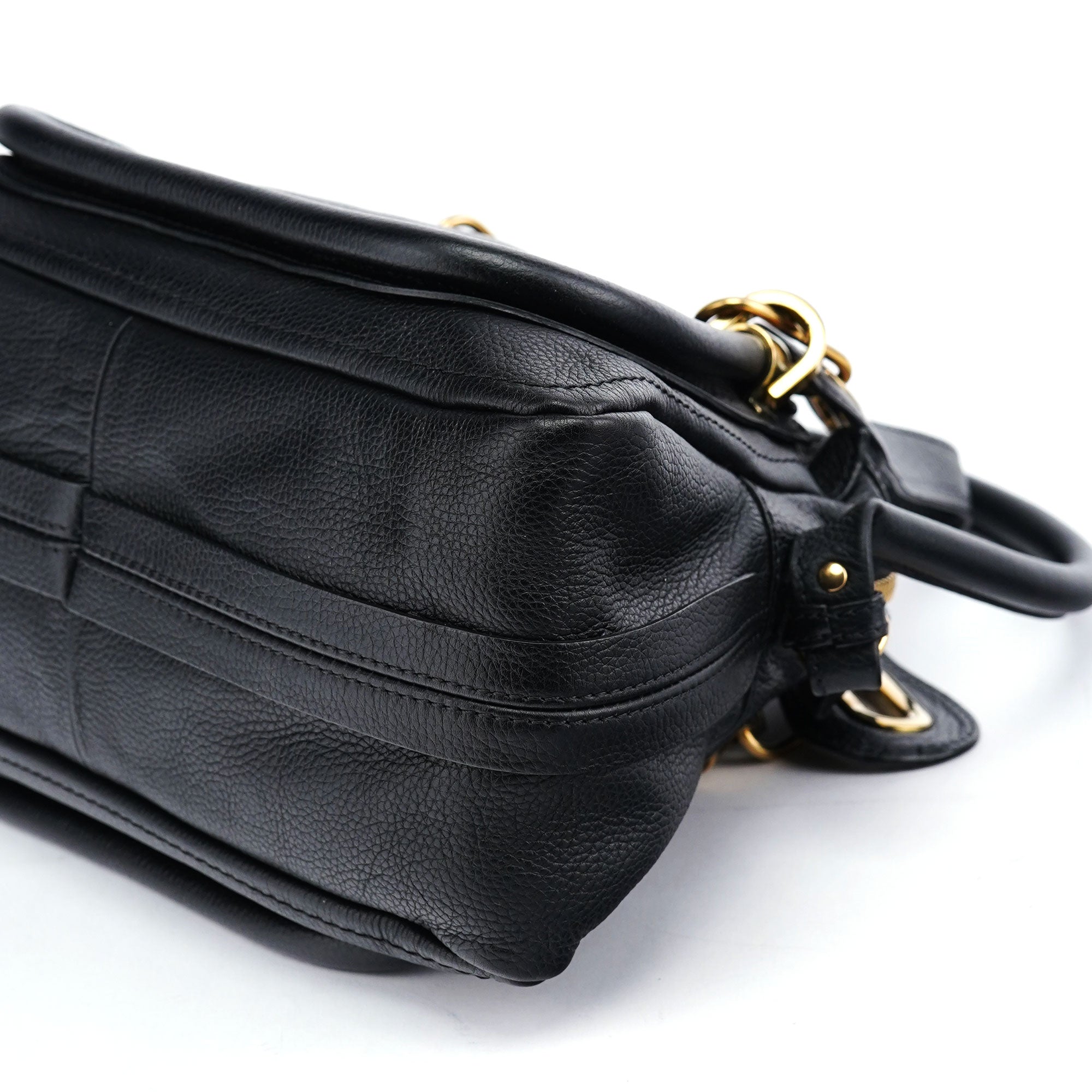 Black Leather Paraty 2-Way Shoulder Bag