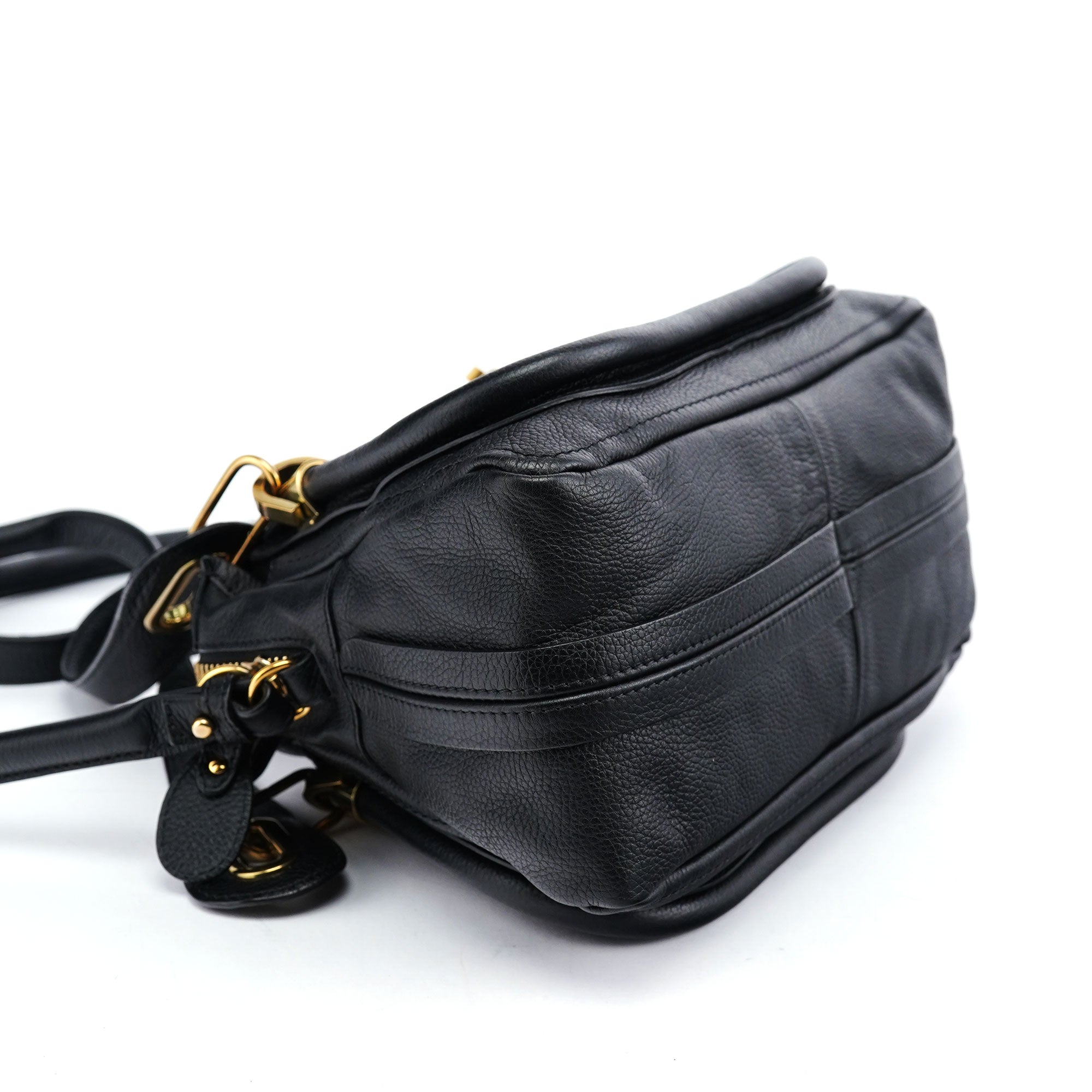 Black Leather Paraty 2-Way Shoulder Bag