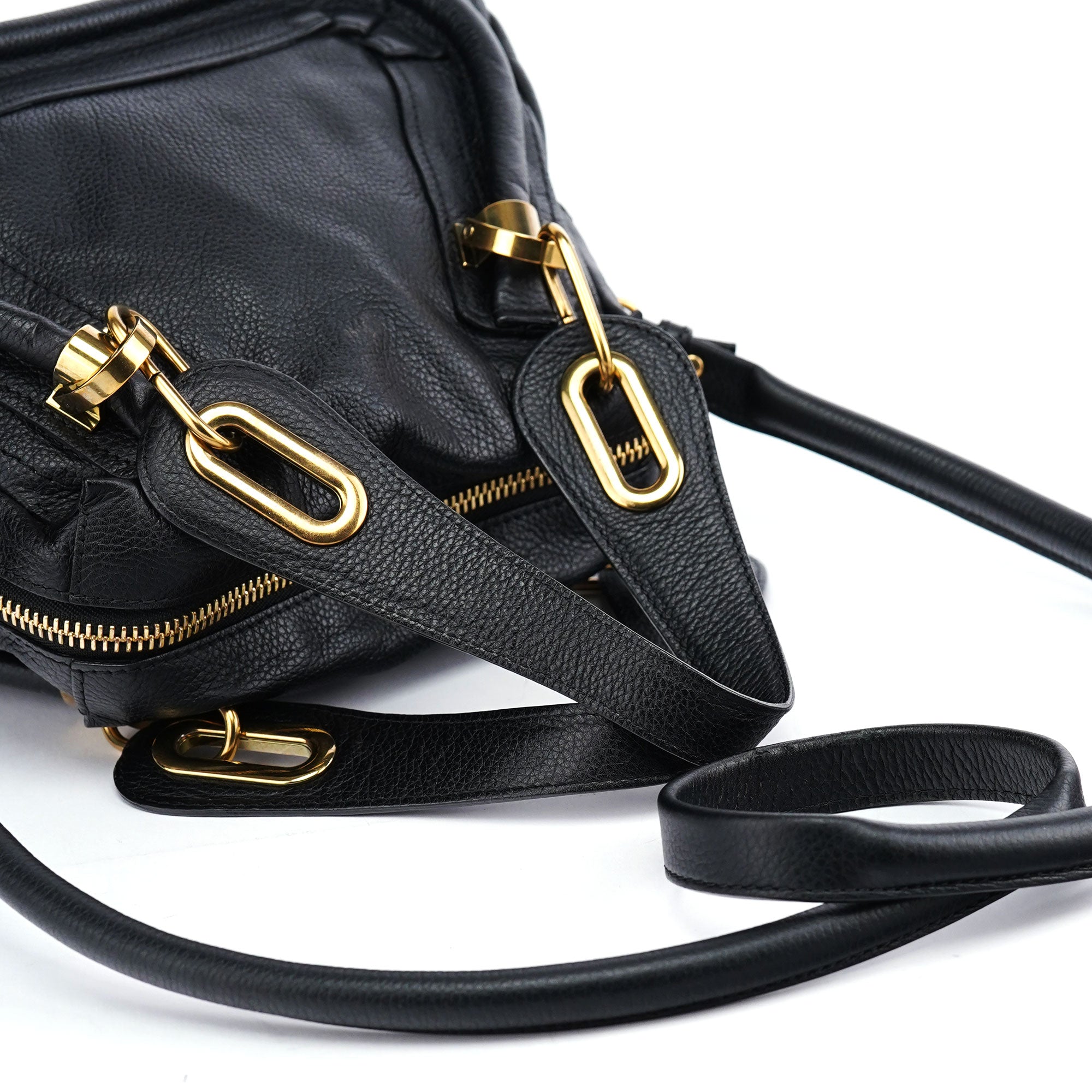 Black Leather Paraty 2-Way Shoulder Bag