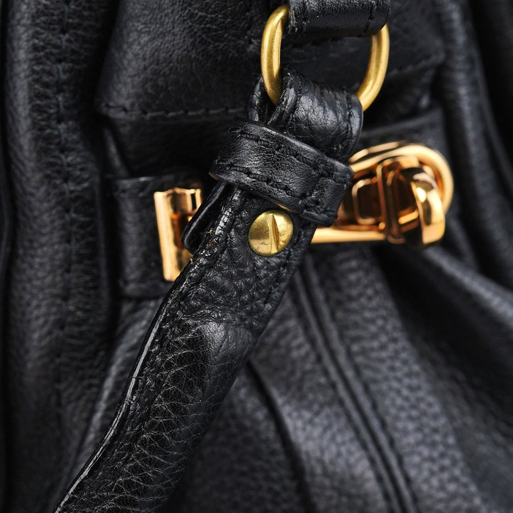 Black Leather Paraty 2-Way Shoulder Bag