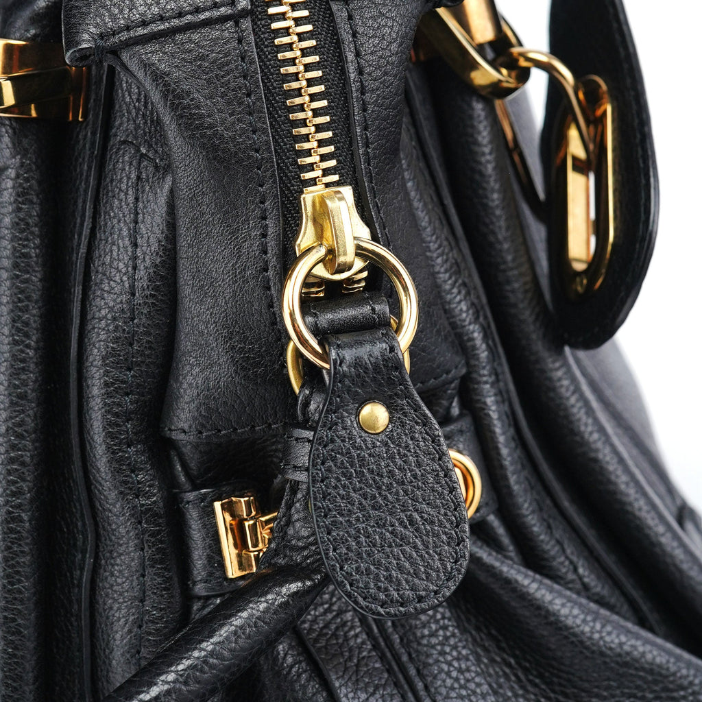 Black Leather Paraty 2-Way Shoulder Bag