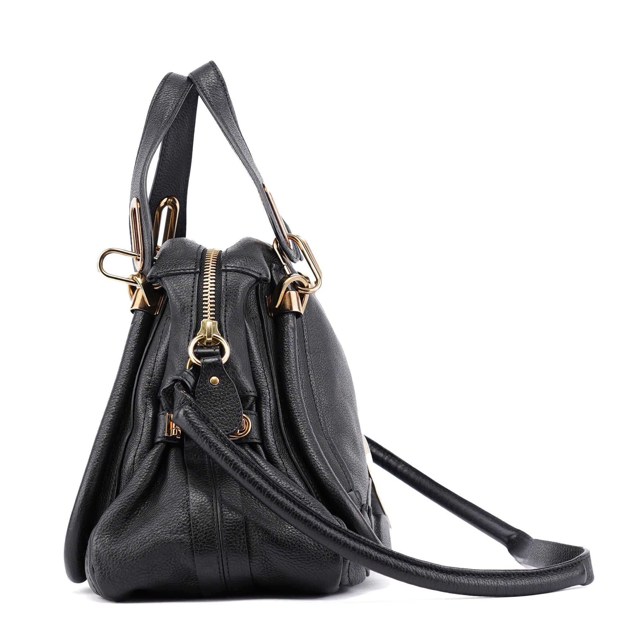 Black Leather Paraty 2-Way Shoulder Bag