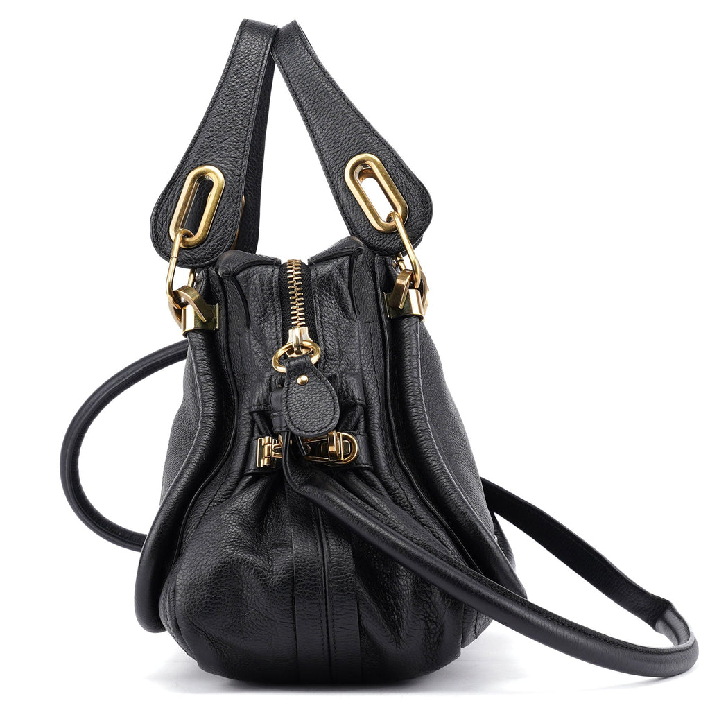 Black Leather Paraty 2-Way Shoulder Bag