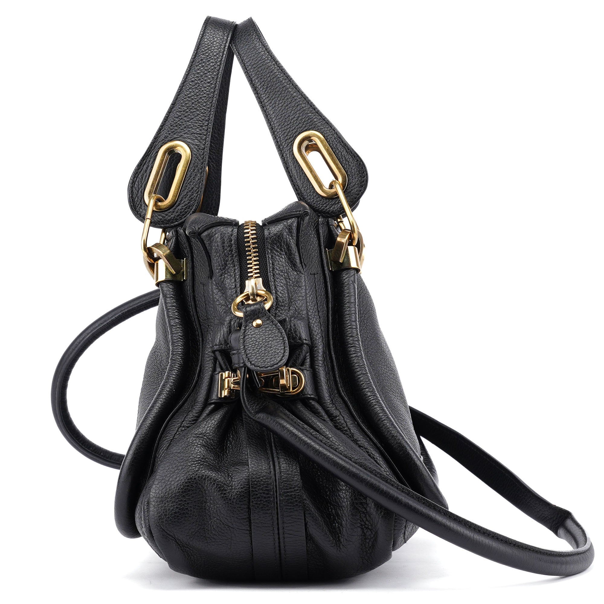Black Leather Paraty 2-Way Shoulder Bag