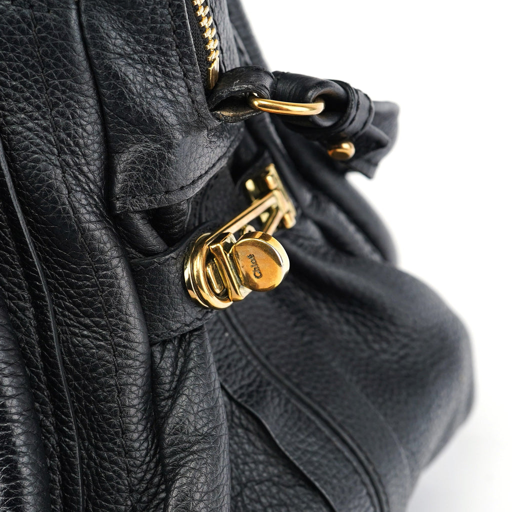 Black Leather Paraty 2-Way Shoulder Bag