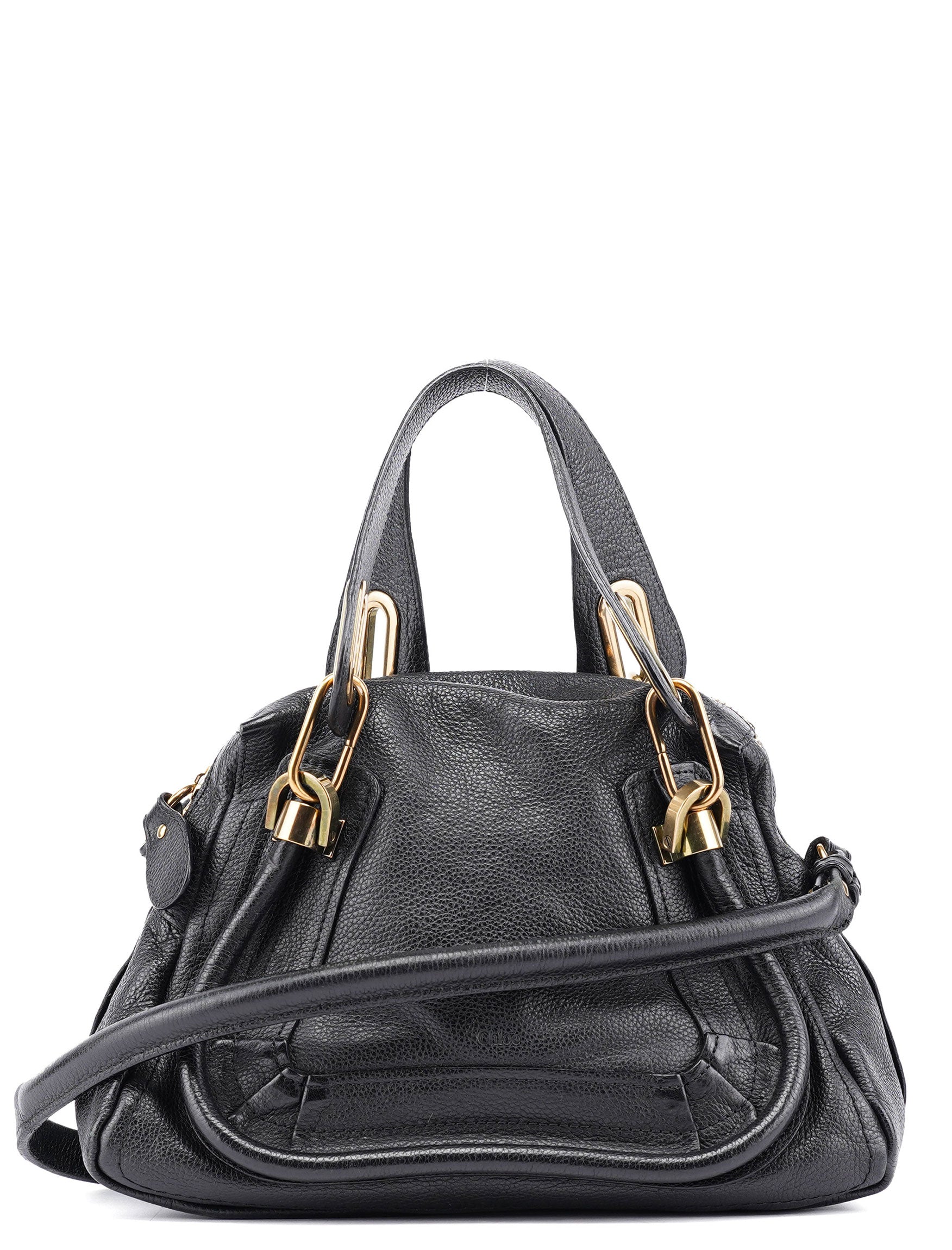 Black Leather Paraty 2-Way Shoulder Bag