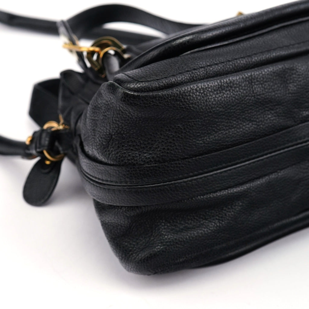 Black Leather Paraty 2-Way Shoulder Bag