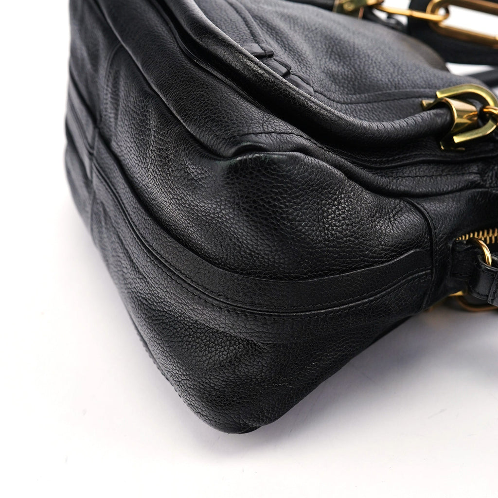 Black Leather Paraty 2-Way Shoulder Bag