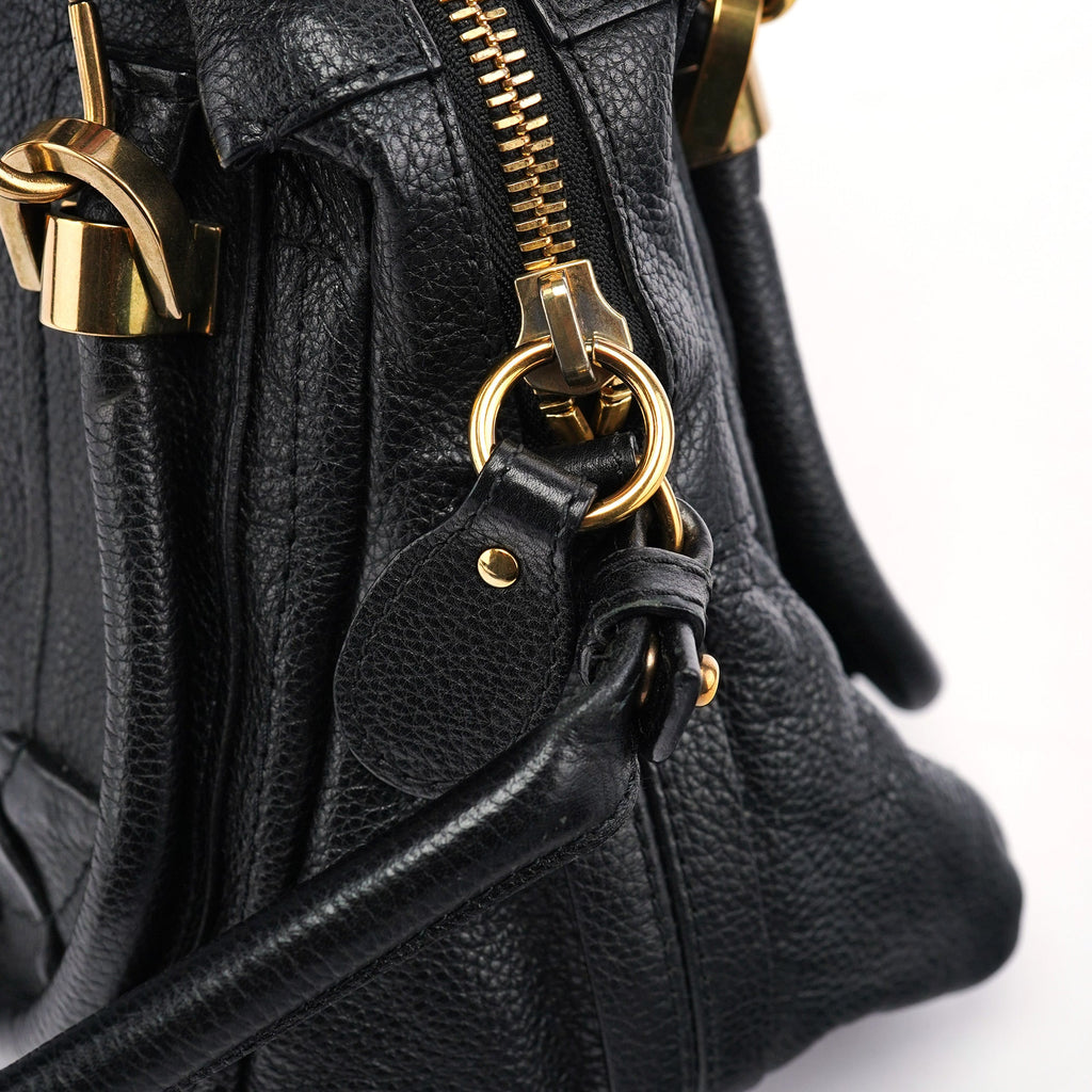 Black Leather Paraty 2-Way Shoulder Bag