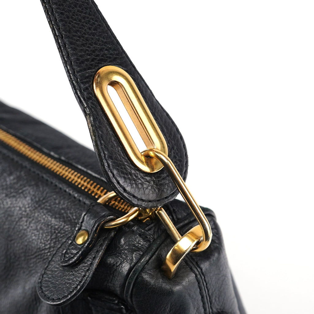 Black Leather Paraty Shoulder Bag