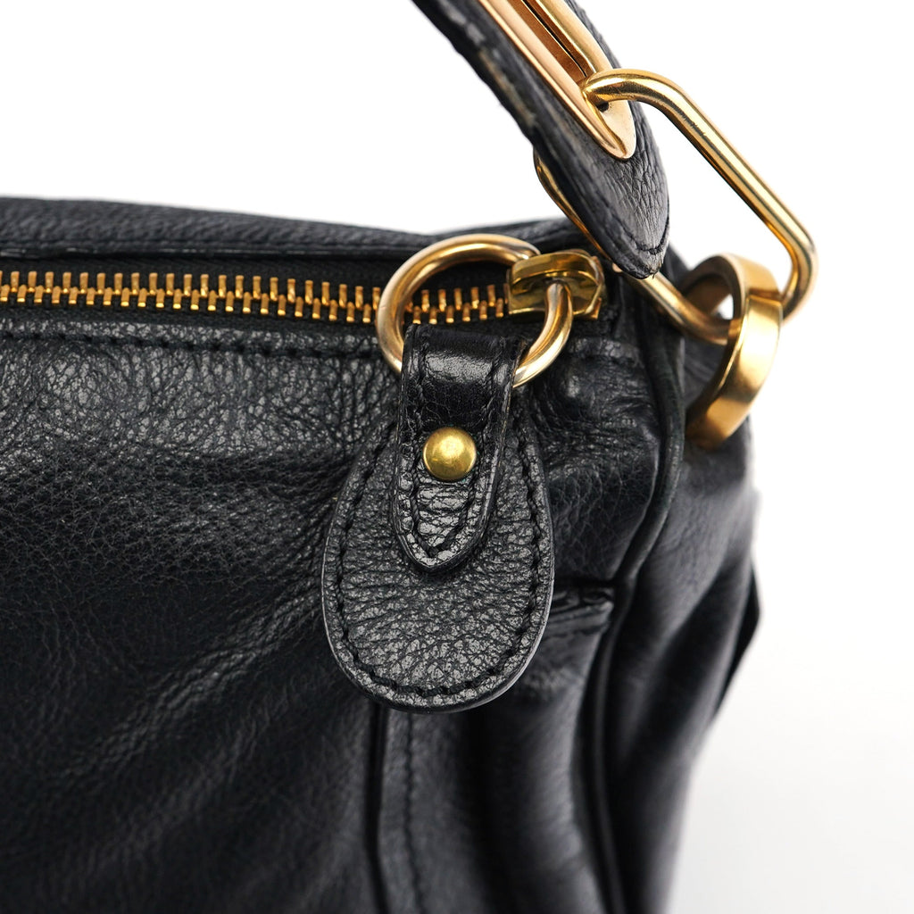 Black Leather Paraty Shoulder Bag