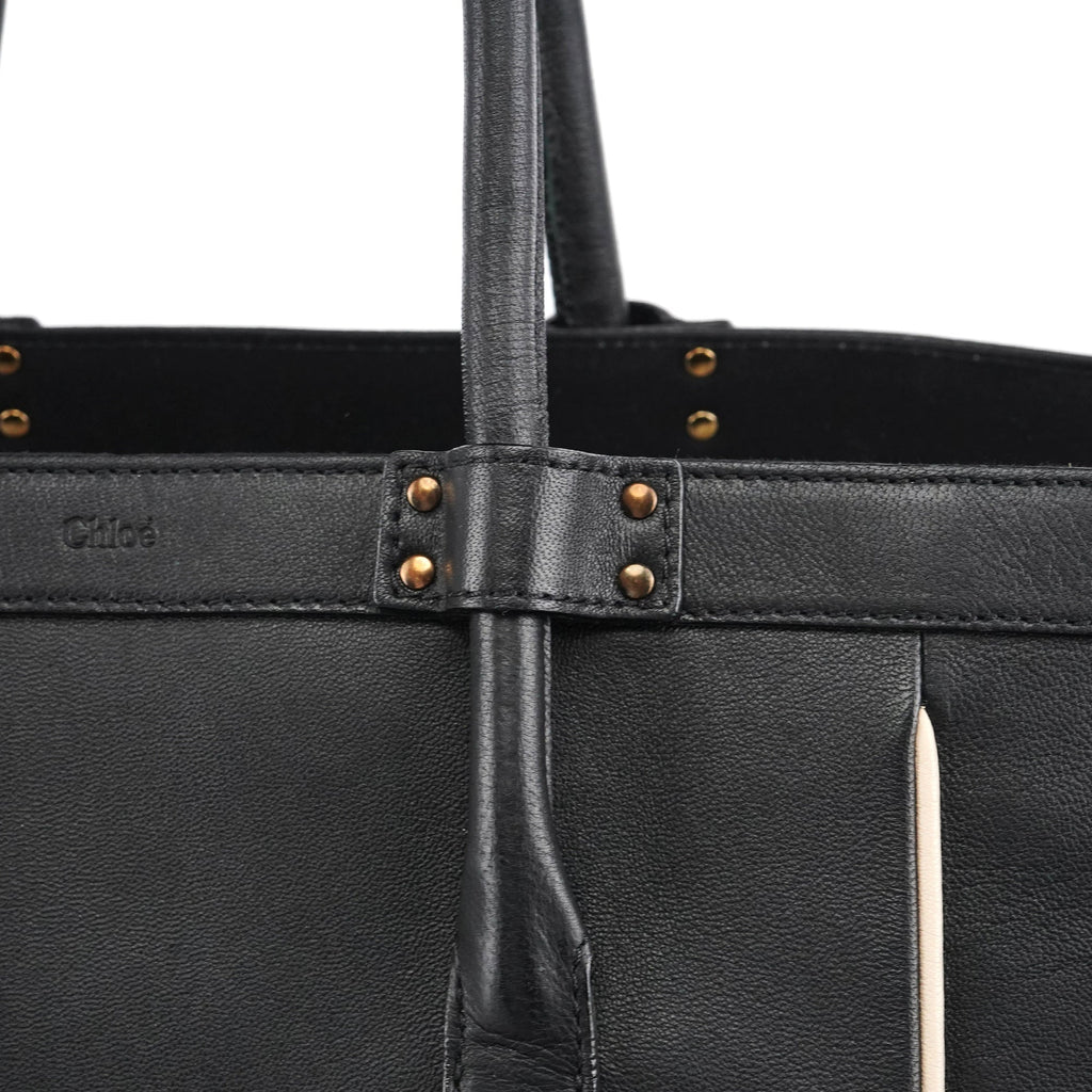 Black Leather Tote Bag