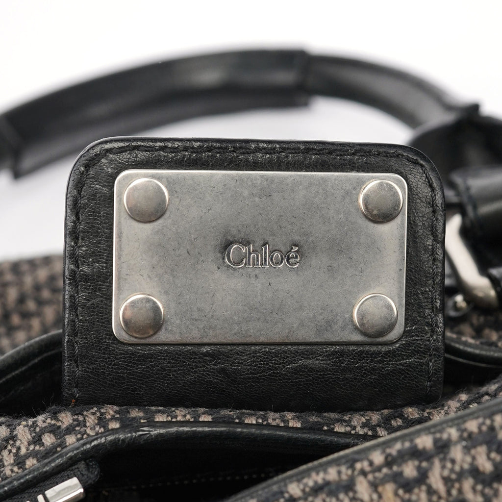 Black Leather Tweed Paddington Shoulder Bag