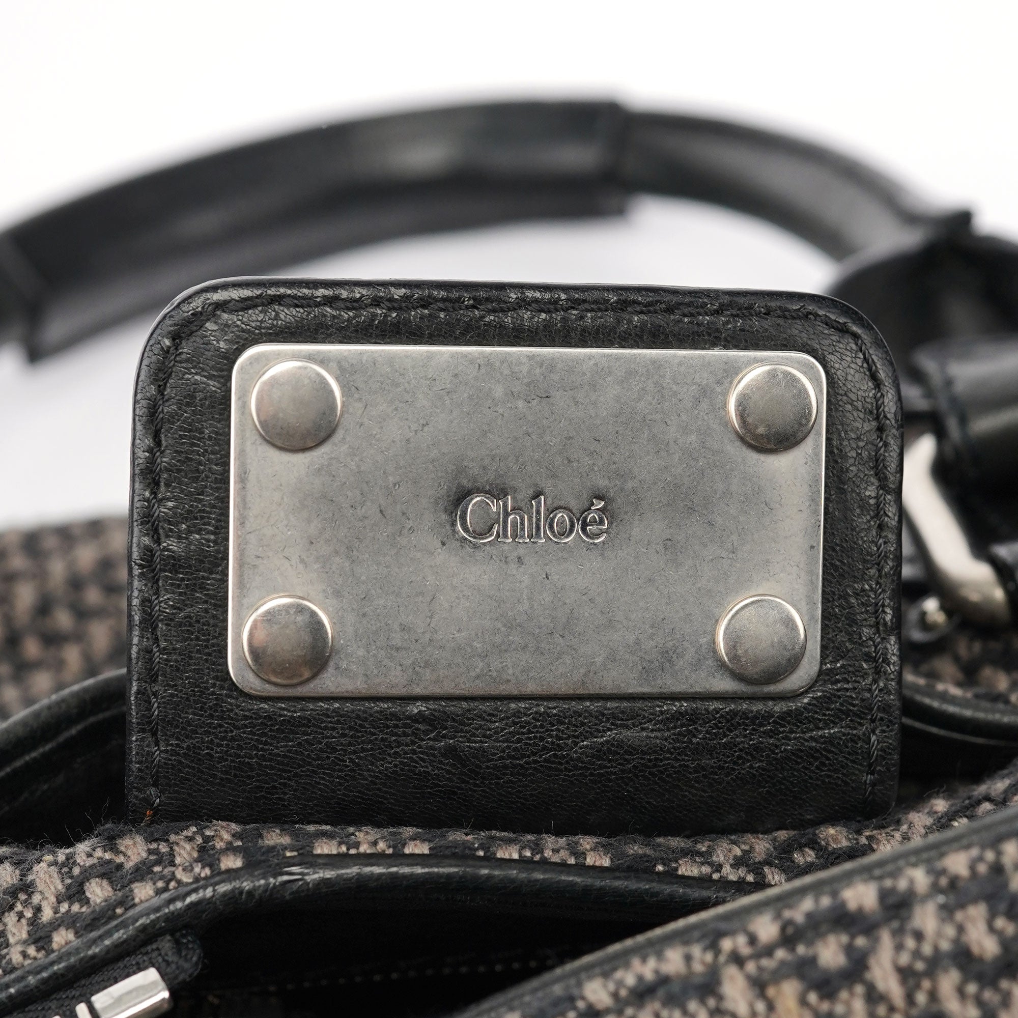 Black Leather Tweed Paddington Shoulder Bag