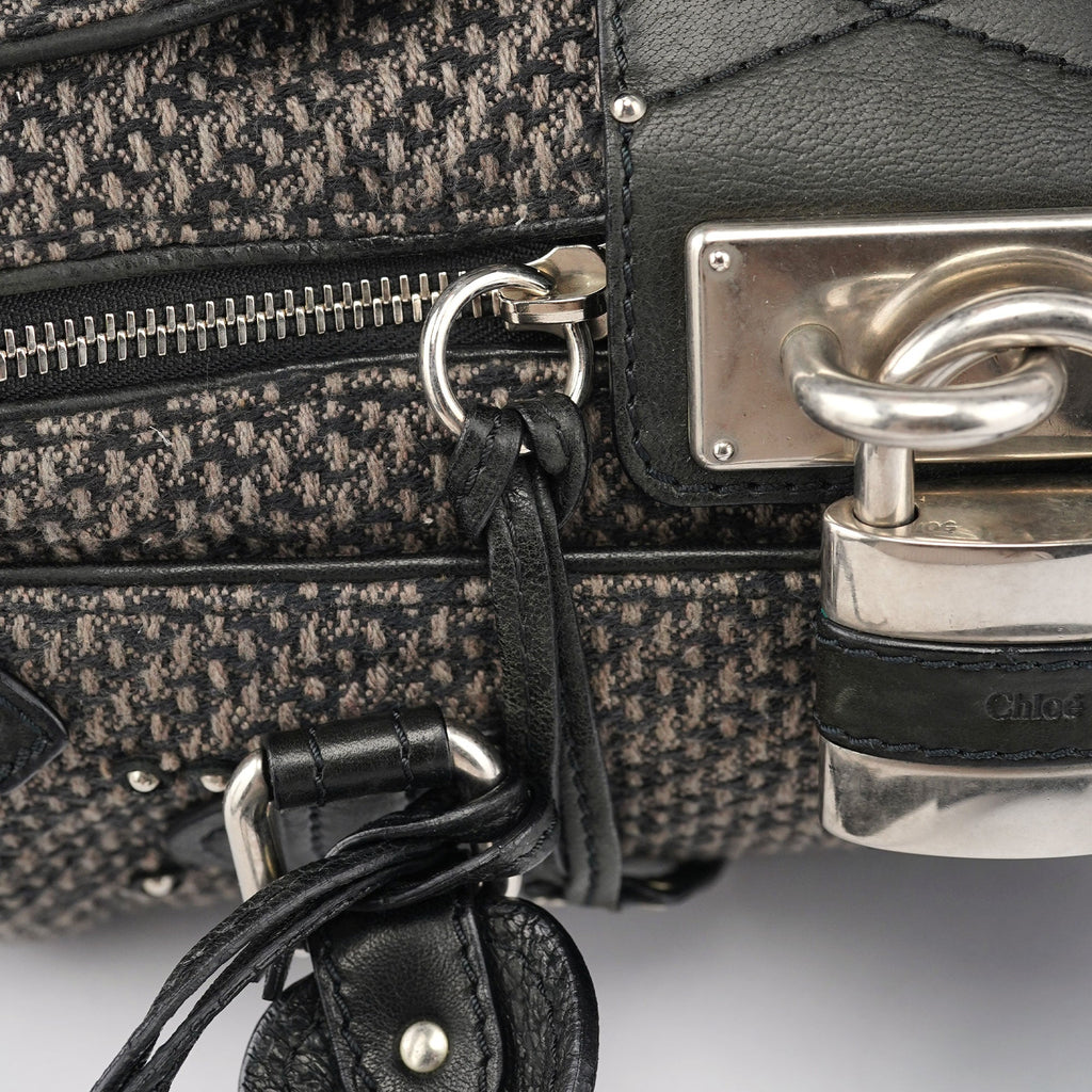 Black Leather Tweed Paddington Shoulder Bag