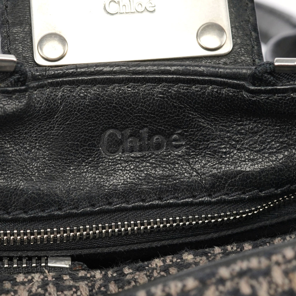 Black Leather Tweed Paddington Shoulder Bag