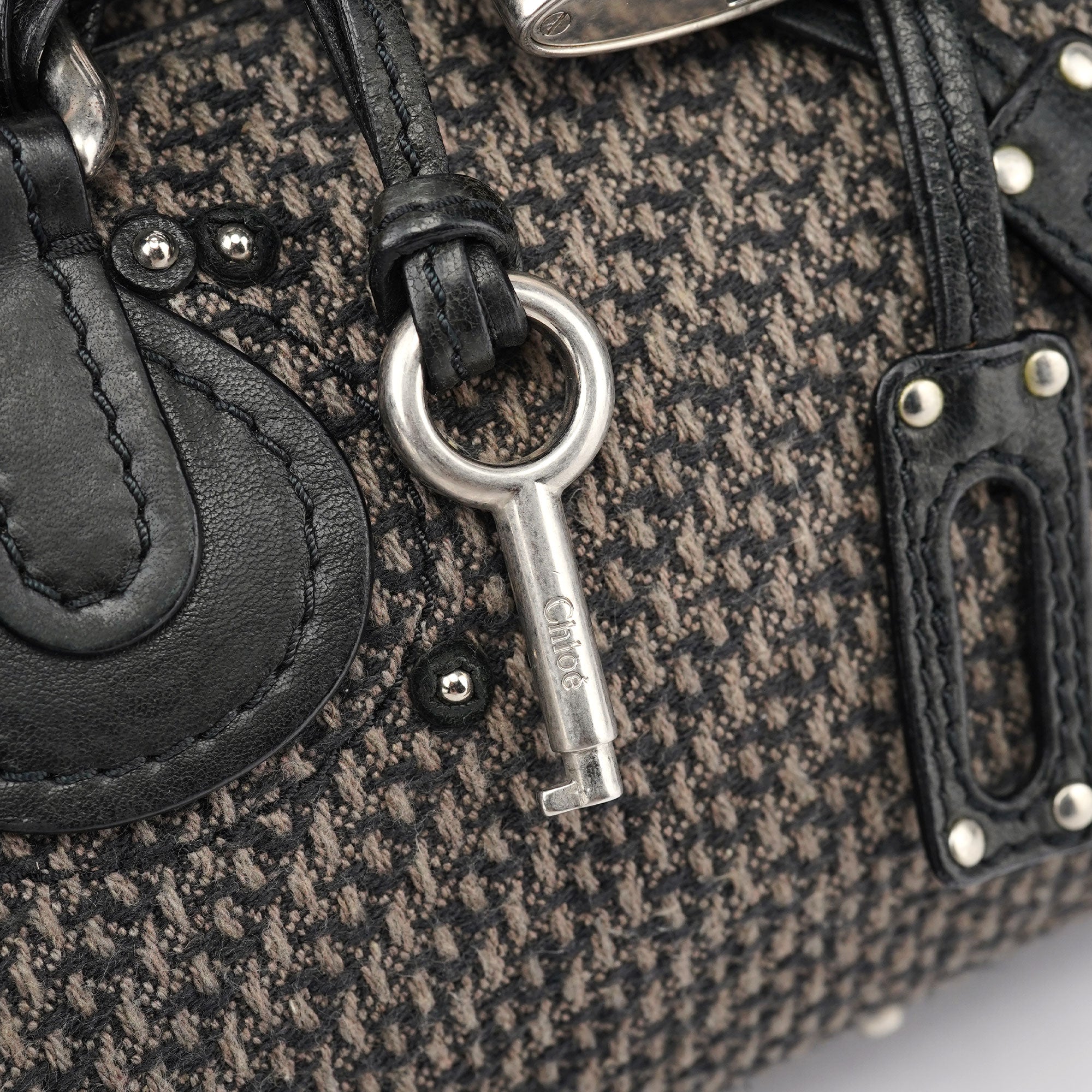 Black Leather Tweed Paddington Shoulder Bag