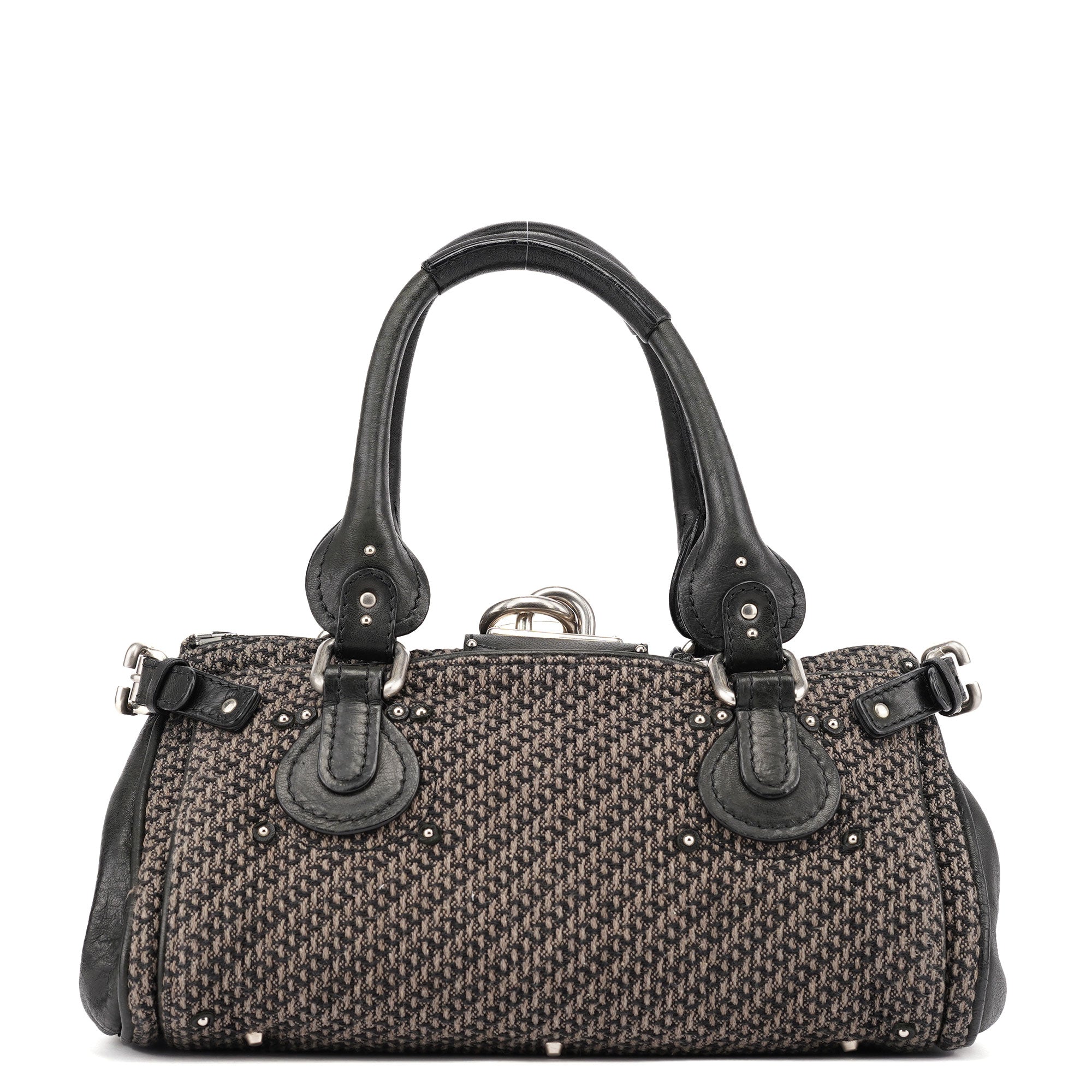 Black Leather Tweed Paddington Shoulder Bag