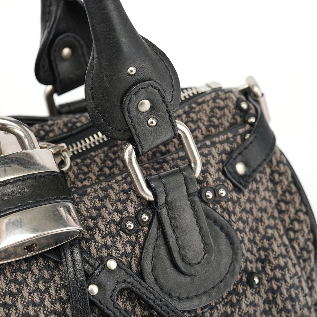Black Leather Tweed Paddington Shoulder Bag