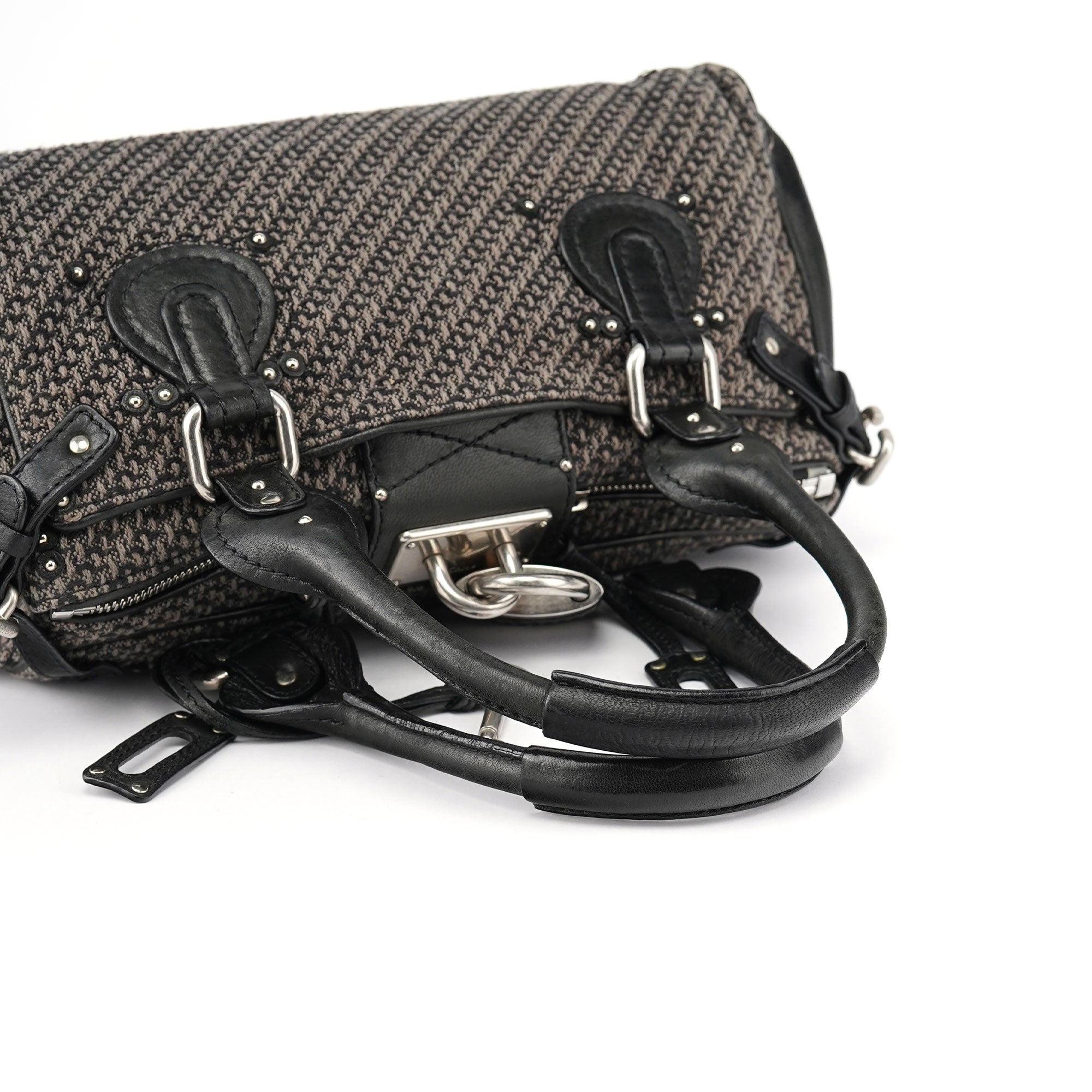 Black Leather Tweed Paddington Shoulder Bag