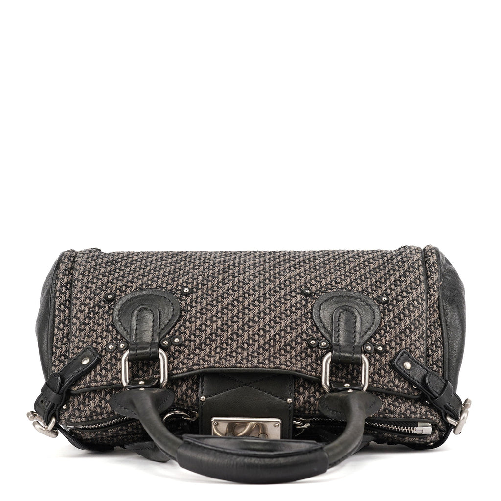 Black Leather Tweed Paddington Shoulder Bag