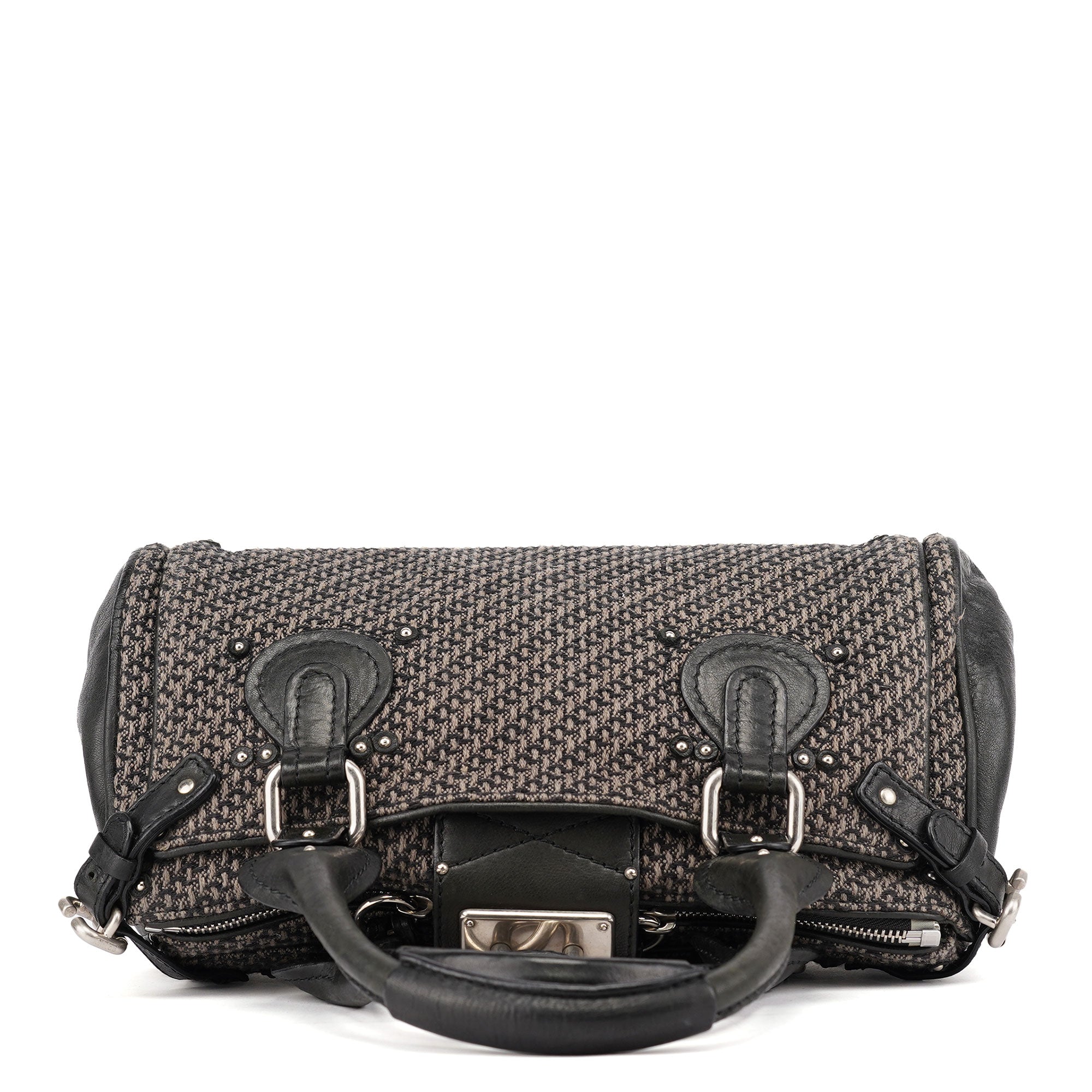 Black Leather Tweed Paddington Shoulder Bag
